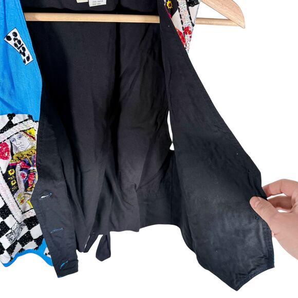 Faith VTG Women's Small Sequined Playing Card Lightweight Button Front Vest - Picture 8 of 12